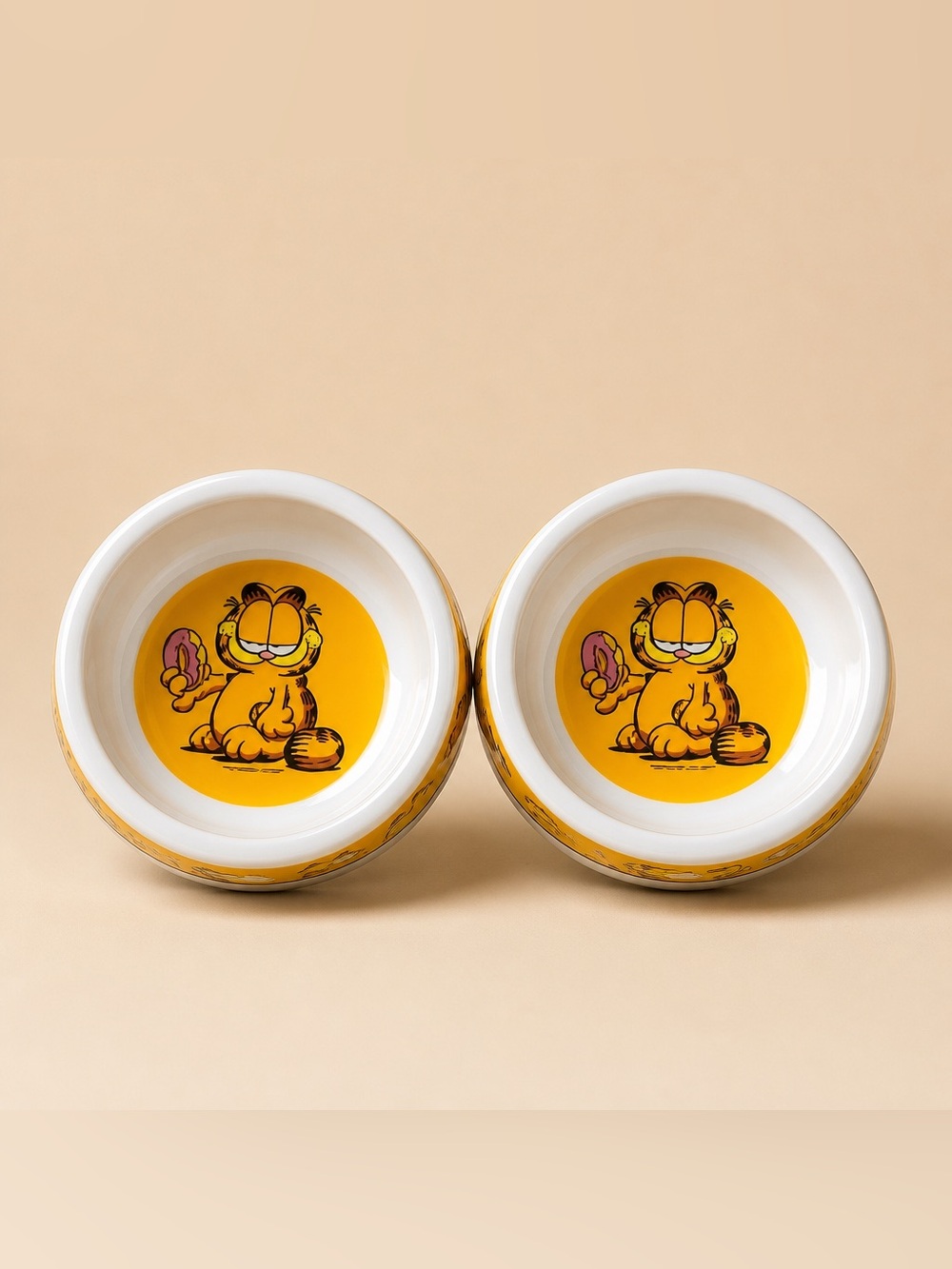 Lot Of 2 NWT Garfield Pet Bowl Dog Cat Food Water Dish 7in Diameter